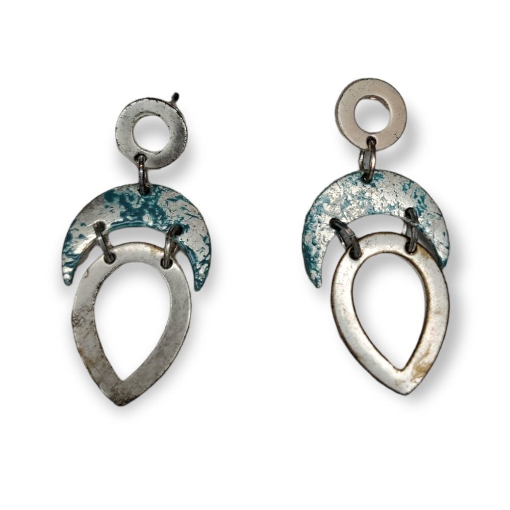 Silver and turquoise dangle earrings